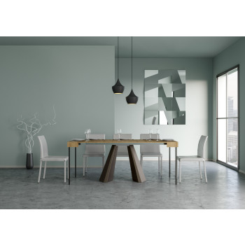 Console Diamante avec pieds ours - Console extensible 90x40/196 cm Diamante Small frêne blanc avec pied ours