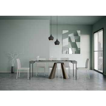 Console Diamante avec pieds ours - Console extensible 90x40/300 cm Diamante frêne blanc avec structure ours