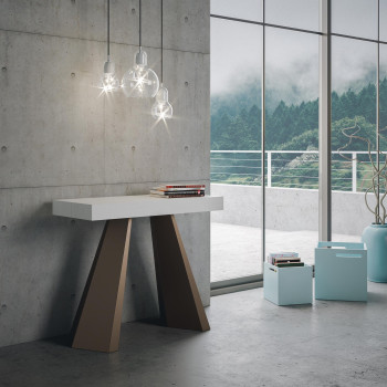 Console Diamante avec pieds ours - Console extensible 90x40/300 cm Diamante frêne blanc avec structure ours