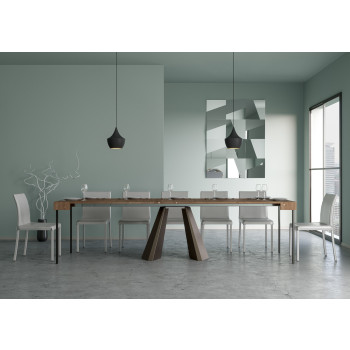 Console Diamante avec pieds ours - Console extensible 90x40/300 cm Diamante frêne blanc avec structure ours