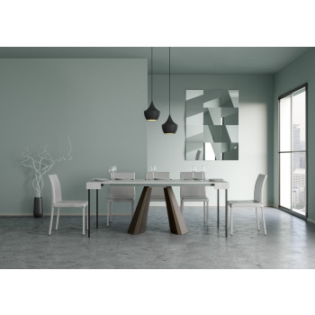 Console Diamante avec pieds ours - Console extensible 90x40/300 cm Diamante frêne blanc avec structure ours