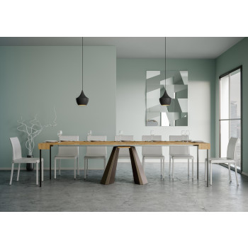 Console Diamante avec pieds ours - Console extensible 90x40/300 cm Diamante frêne blanc avec structure ours