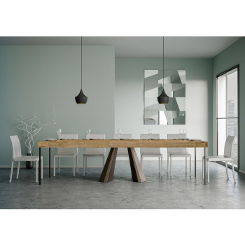 Console Diamante avec pieds ours - Console extensible 90x40/300 cm Diamante Premium en chêne naturel avec pieds ours