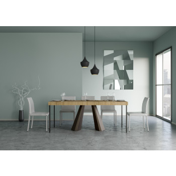 Console Diamante avec pieds ours - Console extensible 90x40/300 cm Diamante Premium en chêne naturel avec pieds ours