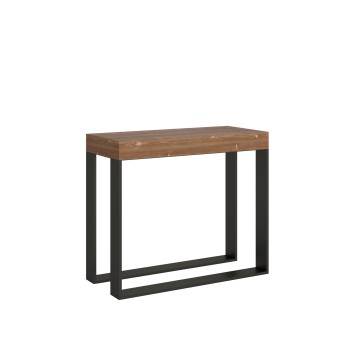 Console Elettra avec structure anthracite - Console extensible 90x40/190 cm Elettra Small en sapin teinté avec structure anthracite