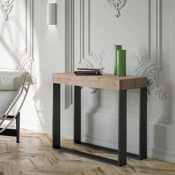 Console Elettra avec structure anthracite - Console extensible 90x40/196 cm Elettra Small Frêne Blanc avec structure anthracite