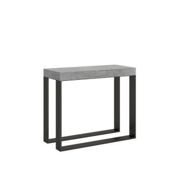 Console Elettra avec structure anthracite - Console extensible 90x40/196 cm Elettra Small Frêne Blanc avec structure anthracite