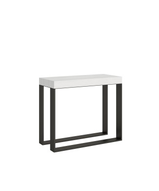 Console Elettra avec structure anthracite - Console extensible 90x40/196 cm Elettra Small Frêne Blanc avec structure anthracite