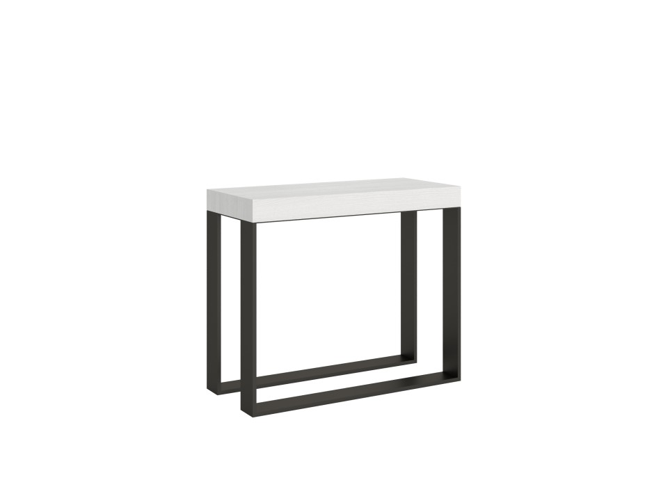 Console Elettra avec structure anthracite - Console extensible 90x40/196 cm Elettra Small Frêne Blanc avec structure anthracite