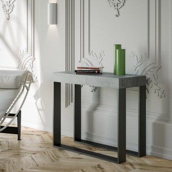 Console Elettra avec structure anthracite - Console extensible 90x40/300 cm Elettra Frêne Blanc avec structure anthracite