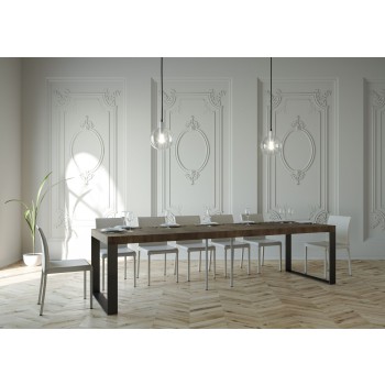 Console Elettra avec structure anthracite - Console extensible 90x40/300 cm Elettra Premium Chêne Naturel avec structure anthracite