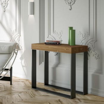 Console Elettra avec structure anthracite - Console extensible 90x40/300 cm Elettra Premium Chêne Naturel avec structure anthracite