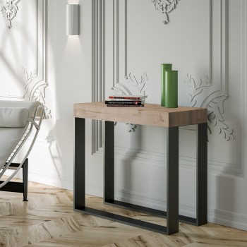 Console Elettra avec structure anthracite - Console extensible 90x40/300 cm Elettra Premium Chêne Naturel avec structure anthracite