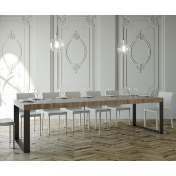 Console Elettra avec structure anthracite - Console extensible 90x40/300 cm Elettra Premium Chêne Naturel avec structure anthracite