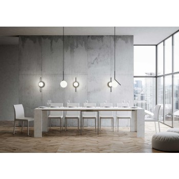 Console Emy - Console extensible 90x42/302 cm Emy Blanc Spatule