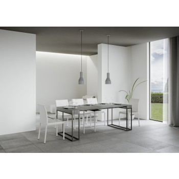 Console Epoca avec cadre anthracite - Console extensible 90x40/196 cm Epoca Small Frêne blanc avec cadre anthracite
