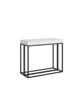 Console Epoca avec cadre anthracite - Console extensible 90x40/196 cm Epoca Small Frêne blanc avec cadre anthracite