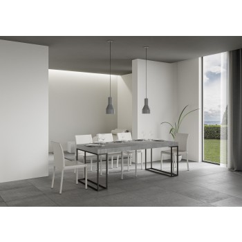 Console Epoca avec structure anthracite - Console extensible 90x40/300 cm Epoca Premium Chêne Naturel avec structure anthracite