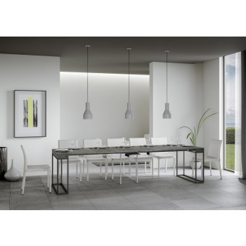 Console Epoca avec structure anthracite - Console extensible 90x40/300 cm Chêne Epoca Nature avec structure anthracite