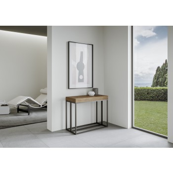 Console Epoca avec structure anthracite - Console extensible 90x40/300 cm Chêne Epoca Nature avec structure anthracite