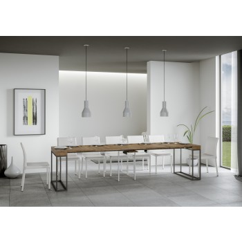 Console Epoca avec structure anthracite - Console extensible 90x40/300 cm Chêne Epoca Nature avec structure anthracite