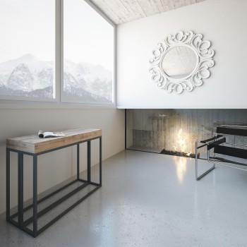 Console Epoca avec structure anthracite - Console extensible 90x40/300 cm Structure Epoca Chêne Nature avec structure anthracite