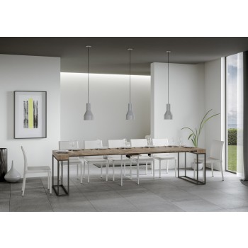 Console Epoca avec structure anthracite - Console extensible 90x40/300 cm Chêne Epoca Nature avec structure anthracite