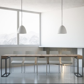 Console Epoca avec structure anthracite - Console extensible 90x40/300 cm Chêne Epoca Nature avec structure anthracite