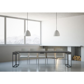 Console Epoca avec structure anthracite - Console extensible 90x40/300 cm Chêne Epoca Nature avec structure anthracite