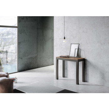 Console Everyday Evolution avec pieds et structure anthracite - Console extensible 90x40/300 cm Everyday Evolution frêne blanc avec structure et pieds anthracite