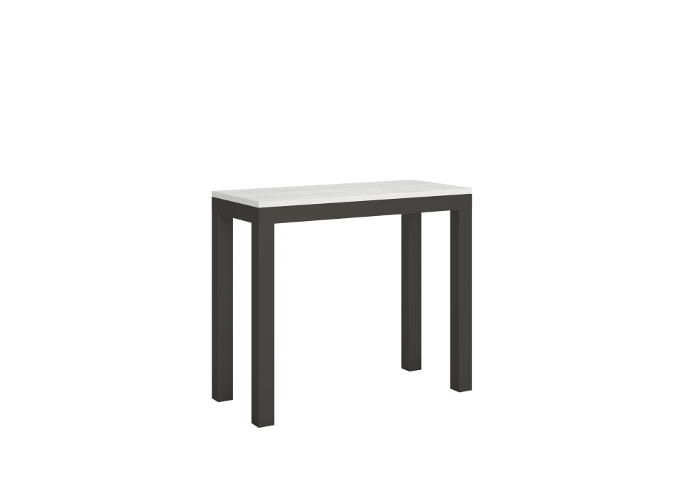 Console Everyday Evolution avec pieds et structure anthracite - Console extensible 90x40/300 cm Everyday Evolution frêne blanc avec structure et pieds anthracite