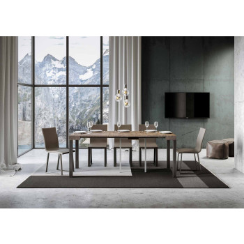 Console Everyday avec pieds anthracite - Console Everyday Small extensible 90x40/196 cm avec pieds en frêne blanc et anthracite