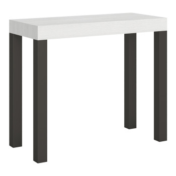Console Everyday avec pieds anthracite - Console Everyday Small extensible 90x40/196 cm avec pieds en frêne blanc et anthracite