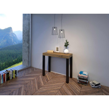 Console Everyday avec pieds anthracite - Console Everyday Small extensible 90x40/196 cm avec pieds en frêne blanc et anthracite