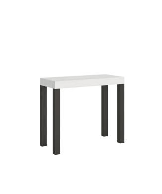 Console Everyday avec pieds anthracite - Console Everyday Small extensible 90x40/196 cm avec pieds en frêne blanc et anthracite