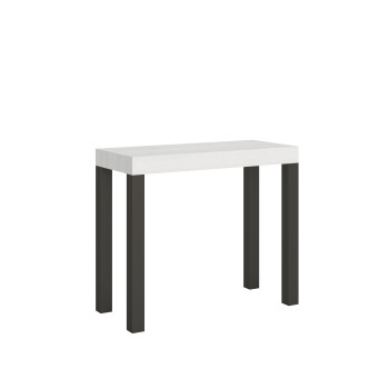 Console Everyday avec pieds anthracite - Console Everyday Small extensible 90x40/196 cm avec pieds en frêne blanc et anthracite