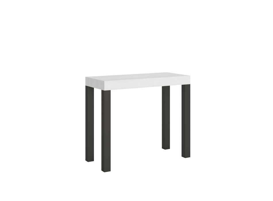 Console Everyday avec pieds anthracite - Console Everyday Small extensible 90x40/196 cm avec pieds en frêne blanc et anthracite