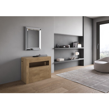 Console Evolve avec banc inférieur - Console extensible 90x42/302 cm Evolve frêne blanc avec rallonges internes et banc inférieur