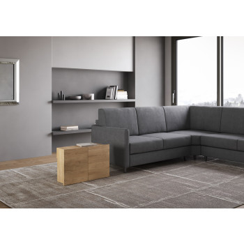 Console Evolve avec banc inférieur - Console extensible 90x42/302 cm Evolve frêne blanc avec rallonges internes et banc inférieur