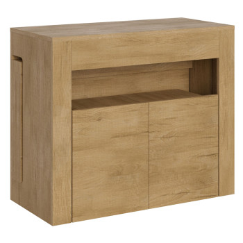 Console Evolve avec banc inférieur - Console extensible 90x42/302 cm Evolve frêne blanc avec rallonges internes et banc inférieur