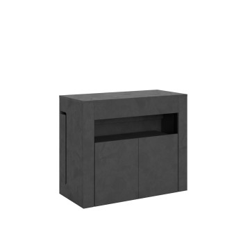 Console Evolve avec banc inférieur - Console extensible 90x42/302 cm Evolve frêne blanc avec rallonges internes et banc inférieur