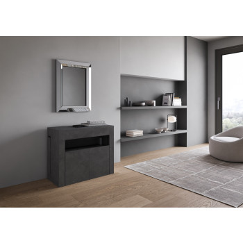 Console Evolve avec banc inférieur - Console extensible 90x42/302 cm Evolve frêne blanc avec rallonges internes et banc inférieur