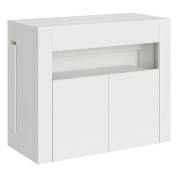 Console Evolve avec banc inférieur - Console extensible 90x42/302 cm Evolve frêne blanc avec rallonges internes et banc inférieur