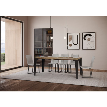 Console Flame Evolution avec pieds et structure anthracite - Console Flame Small Evolution extensible 90x40/196 cm avec structure en frêne blanc et pieds anthracite