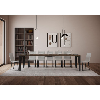 Console Flame Evolution avec pieds et structure anthracite - Console extensible Flame Evolution 90x40/300 cm avec finition frêne blanc et pieds et structure anthracite