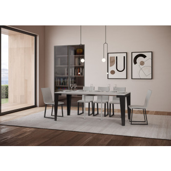 Console Flame Evolution avec pieds et structure anthracite - Console extensible Flame Evolution 90x40/300 cm avec finition frêne blanc et pieds et structure anthracite