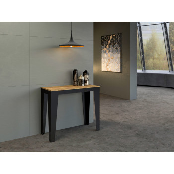 Console Flame Evolution avec pieds et structure anthracite - Console extensible Flame Evolution 90x40/300 cm finition frêne blanc et pieds et structure anthracite