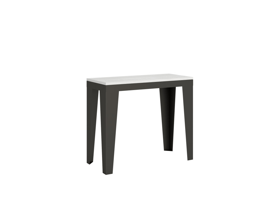 Console Flame Evolution avec pieds et structure anthracite - Console extensible Flame Evolution 90x40/300 cm avec finition frêne blanc et pieds et structure anthracite