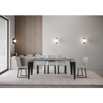 Console Flame avec pieds anthracite - Flame Small console extensible 90x40/196 cm avec pieds en frêne blanc et anthracite