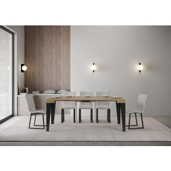 Console Flame avec pieds anthracite - Flame Small console extensible 90x40/196 cm avec pieds en frêne blanc et anthracite